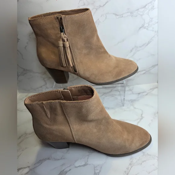 Suede Ankle Booties in Taupe - Women - Picture 1 of 9